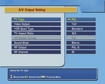 AV settings menu